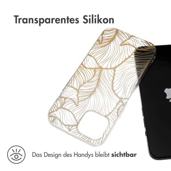 imoshion Design Hülle Apple iPhone 15 - Golden Leaves Transparent