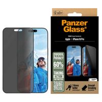 PanzerGlass Ultra Wide Fit Antibakterieller Screen Protector mit Sichtschutz inkl. Applikator für das iPhone 16 Pro