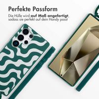 imoshion Silikonhülle design mit Band für das Samsung Galaxy S25 Ultra - Petrol Green Groovy