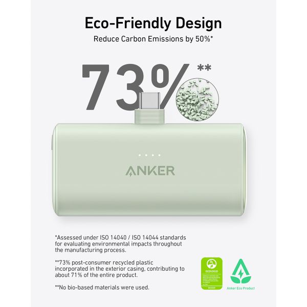 Anker Nano Powerbank mit integriertem USB-C-Stecker - 5.000 mAh - Schwarz