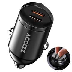 Accezz Autoladegerät | Schnellladegerät mit 2 Ports - 2x USB-C 65 Watt - Schwarz