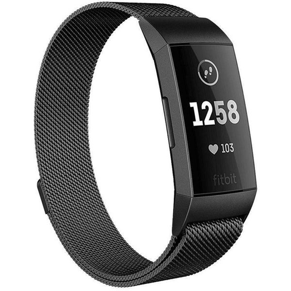 imoshion Milanese Watch Armband Fitbit Charge 3 / 4 - Schwarz