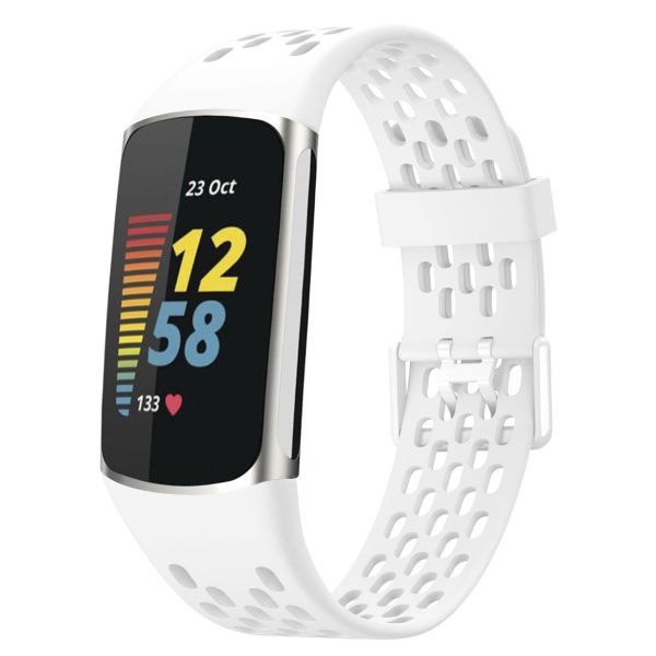 imoshion Silikon Sportarmband mit Löchern für die Fitbit Charge 5 / Charge 6 - Weiß