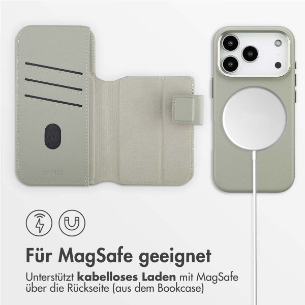 Accezz 2-in-1 Klapphülle aus Leder mit MagSafe Apple iPhone 17 Pro - Light Grey