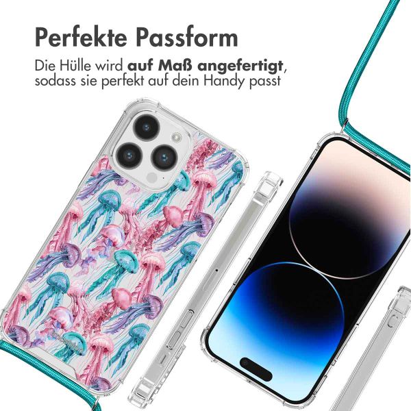 imoshion Design Hülle mit Band für das iPhone 14 Pro - Jellyfish Watercolor