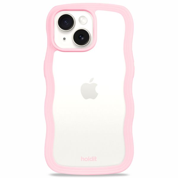 Holdit Wavy Case für das iPhone 14/15 Plus - Pink / Transparent