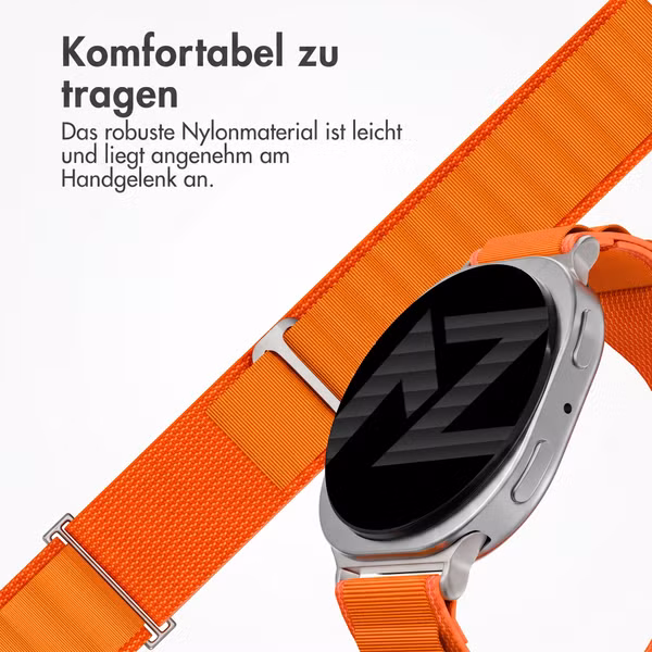 Accezz Nylon Alpine Armband für Samsung Galaxy Watch 9 (40/44mm) / Watch 8 (40/44mm) / Classic (46mm) - Orange