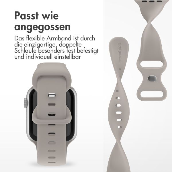 imoshion Silikon-Armband⁺ für  Apple Watch Series 1 t/m 9 / SE (38/40/41 mm) | Series 10 / 11 (42 mm) - Größe S/M - Stone