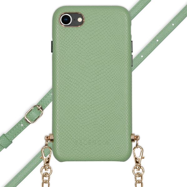 Selencia Hülle Schlangenleder mit Band Apple iPhone SE (2022 / 2020) / 8 / 7 / 6s