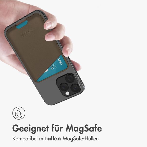 Accezz Lederkartenhalter - Geeignet für MagSafe und Qi2 - Coffee Brown