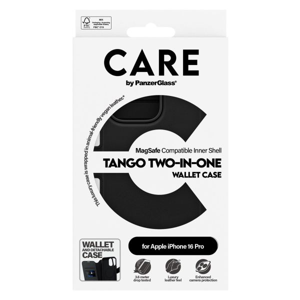 CARE by PanzerGlass Tango 2-in-1 Wallet Case MagSafe für das iPhone 16 Pro - Schwarz