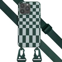 Selencia Silikonhülle design mit abnehmbarem Band für das Apple iPhone 14 Pro Max - Irregular Check Green
