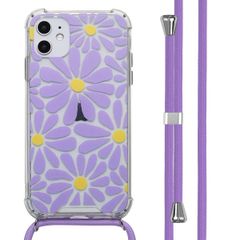 imoshion Design Hülle mit Band Apple iPhone 11 - Tropical Violet Flowers Connect