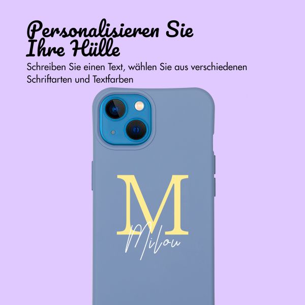 Personalisierte Color Backcover MagSafe mit abtrennbarem Band und Buchstaben für iPhone 13 - Ash Blue