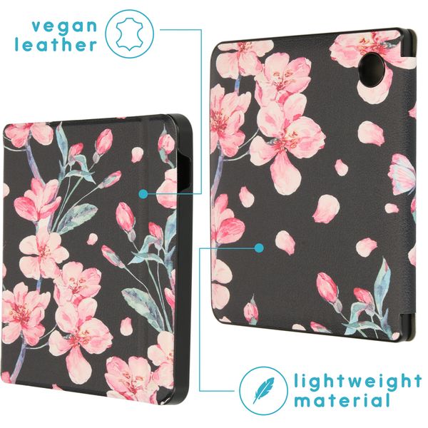 imoshion Design Slim Hard Case Sleepcover mit Stand Tolino Vision 5 - Blossom Watercolor Black