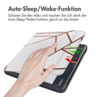 imoshion Design Slim Hard Case Sleepcover mit Stand Kobo Libra Colour - White Graphic