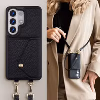 Selencia Sera HandyHülle mit Kordel und Umschlag-Kartenhalter Samsung Galaxy S26 Ultra - Schwarz