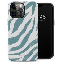 Selencia Vivid Tough Back Cover für das Apple iPhone 14 Pro Max - Colorful Zebra Pine Blue