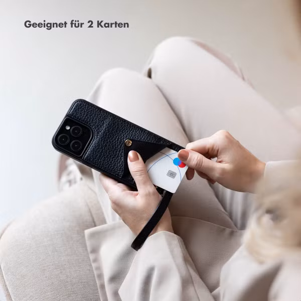 Selencia Nova HandyHülle mit Kordel und Kartenhalter Samsung Galaxy S24 Plus / S25 Plus - Schwarz