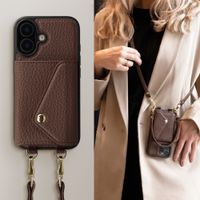 Selencia Sera HandyHülle mit Kordel und Umschlag-Kartenhalter Apple iPhone 16 - Chocolate Brown