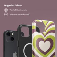 Selencia Vivid Tough Back Cover MagSafe für das iPhone 13 - Double Hearts Plum Fern