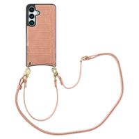 Selencia Nova Croco Handyhülle mit Kordel und Kartenhalter Samsung Galaxy S25 - Old Pink