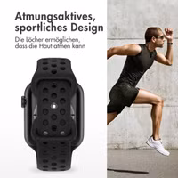 imoshion Silikon Sport⁺ Armband für  Apple Watch Series 1 - 9 / SE (38/40/41 mm) | Series 10 / 11 (42 mm) - Größe M/L - Schwarz