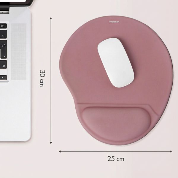 imoshion Ergonomisches Mauspad - Mauspad mit Handgelenkstütze - 30 x 25 cm - Altrosa