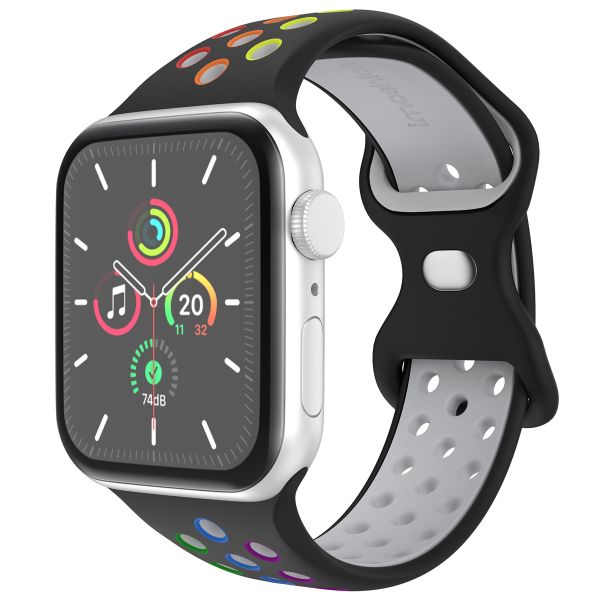 imoshion Sportarmband⁺ für die Apple Watch Series 1 bis 10 / SE / Ultra (2) (44/45/46/49 mm) - Größe M/L - Black Rainbow