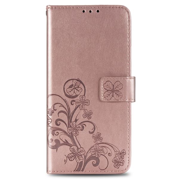 Kleeblumen Klapphülle Roségold für das Huawei Y6 (2019)
