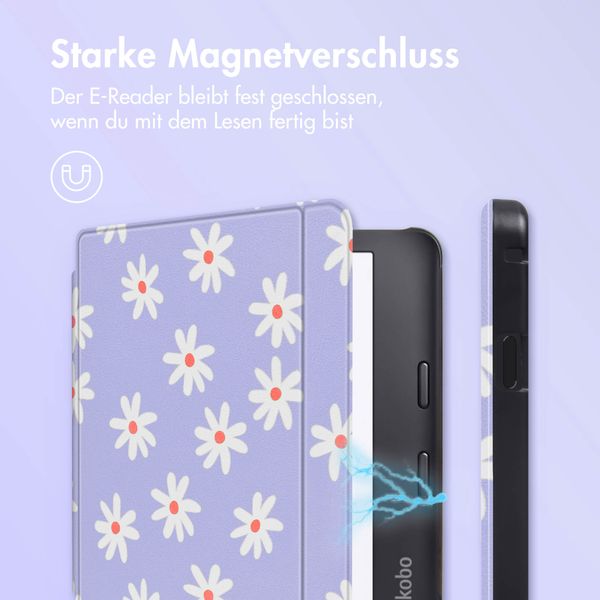 imoshion Design Slim Hard Case Sleepcover mit Stand Kobo Libra 2 / Tolino Vision 6 - Flowers Distance