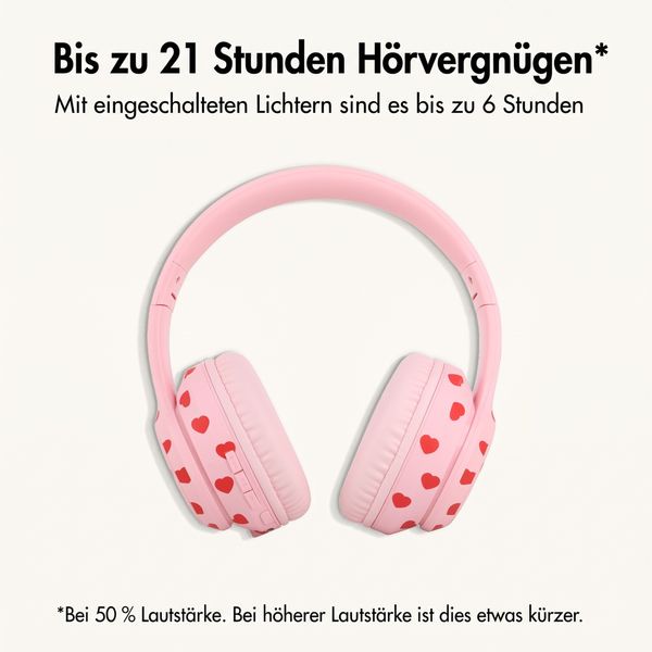 imoshion Kabellose Kinderkopfhörer LED Light - Dezibelbegrenzer - Mit AUX-Kabel - Herzchen