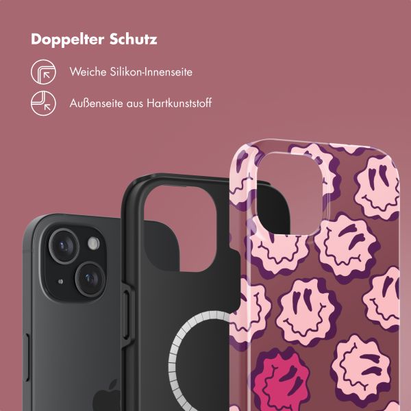 Selencia Vivid Rückabdeckung mit MagSafe Apple iPhone 15 - Wavy Smiley Pink