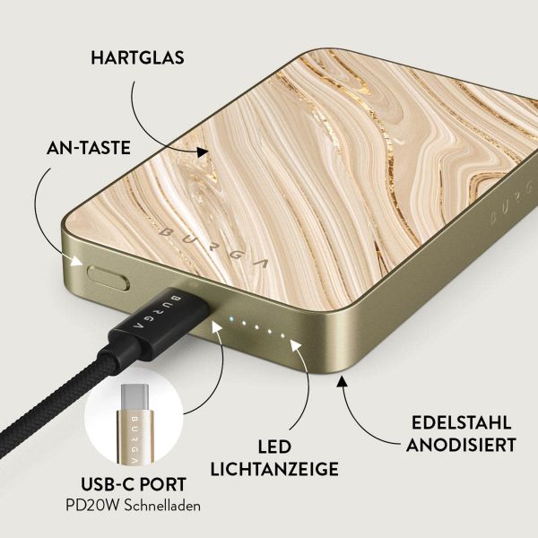 Burga Magnetische Powerbank 5.000 mAh - Geeignet für MagSafe und Qi2 - Full Glam / Gold