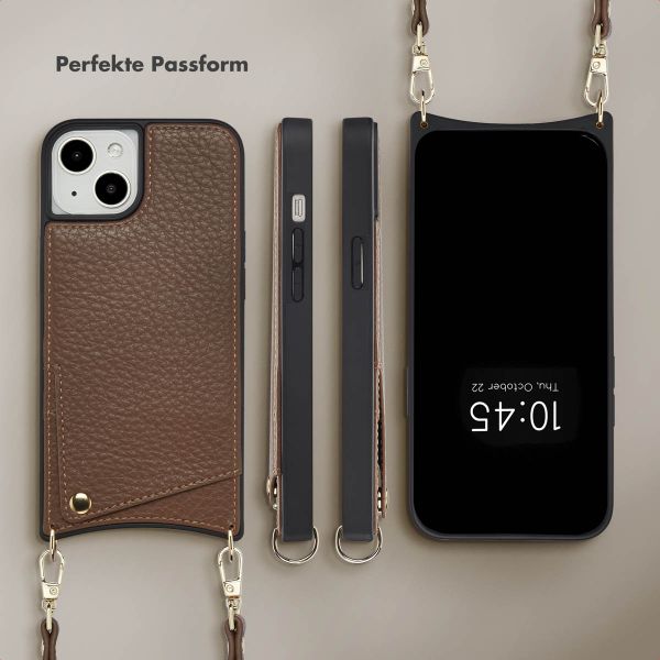 Selencia Nova HandyHülle mit Kordel und Kartenhalter Apple iPhone 14 / 13 - Mocha Brown