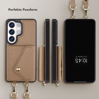 Selencia Sera HandyHülle mit Kordel und Umschlag-Kartenhalter Samsung Galaxy S26 Ultra - Taupe