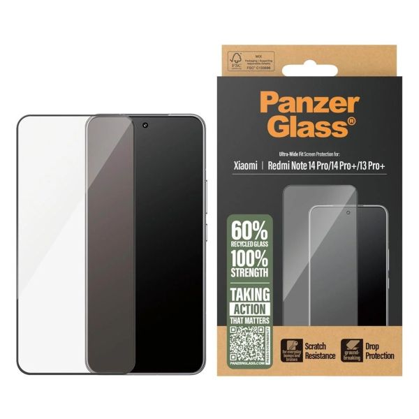 PanzerGlass Ultra-Wide Fit Antibakterieller Displayschutz für das Xiaomi Redmi Note 14 Pro (Plus) (5G) / 13 Pro Plus (5G)