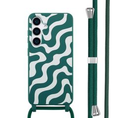 imoshion SilikonHülle design mit Band Samsung Galaxy S25 - Petrol Green Groovy