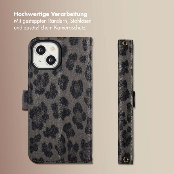 Selencia Sabi Klapphülle mit Leopardenmuster Apple iPhone 14 / 13 - Midnight Black