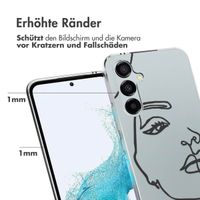 imoshion Design Hülle für das Samsung Galaxy A54 (5G) - Abstraktes Gesicht - Weiß / Schwarz