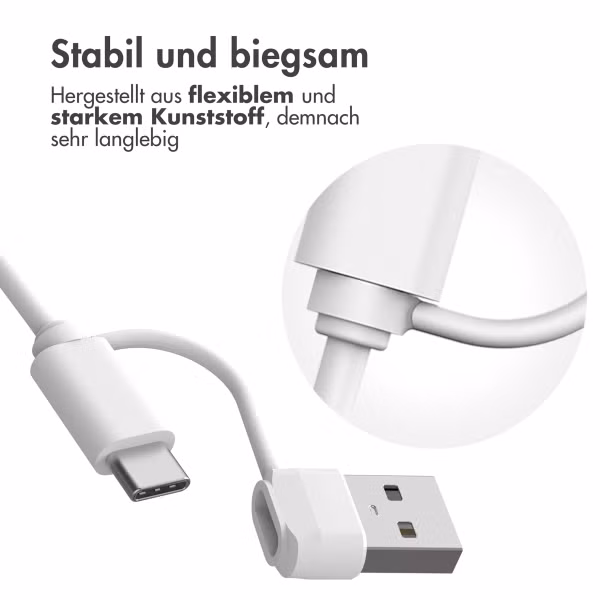 imoshion Ladekabel für die Apple Watch USB-C und USB-A – 2 Meter – Weiß