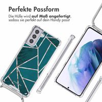 imoshion Design Hülle mit Band Samsung Galaxy S21 - Petrol Green Graphic