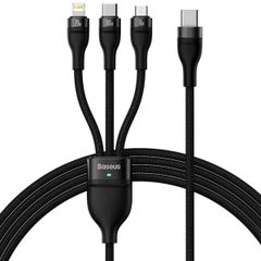 Baseus Flash Series 2 – 3-in-1-Schnellladekabel – USB-C zu USB-C/Lightning/Micro-USB – 100 Watt – 1,5 Meter – Schwarz