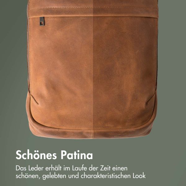 Accezz Leather Laptop Rucksack 16 Zoll - Cognac