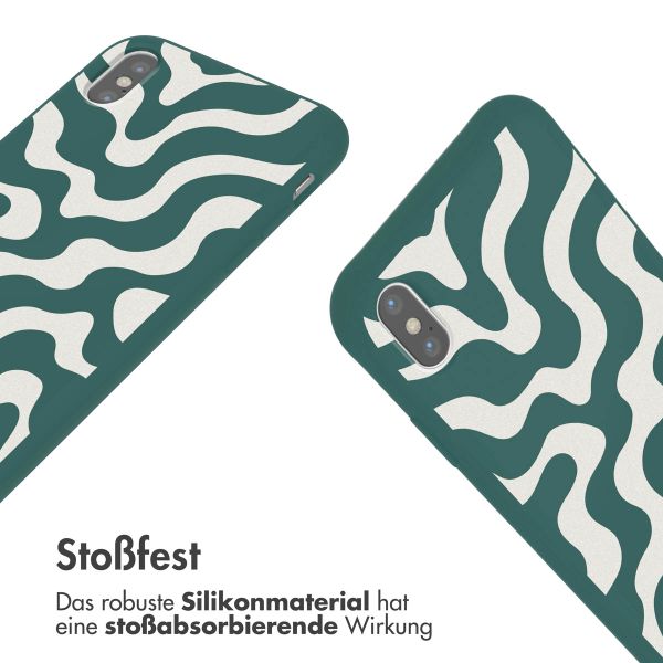 imoshion Silikonhülle design mit Band für das iPhone X / Xs - Petrol Green Groovy