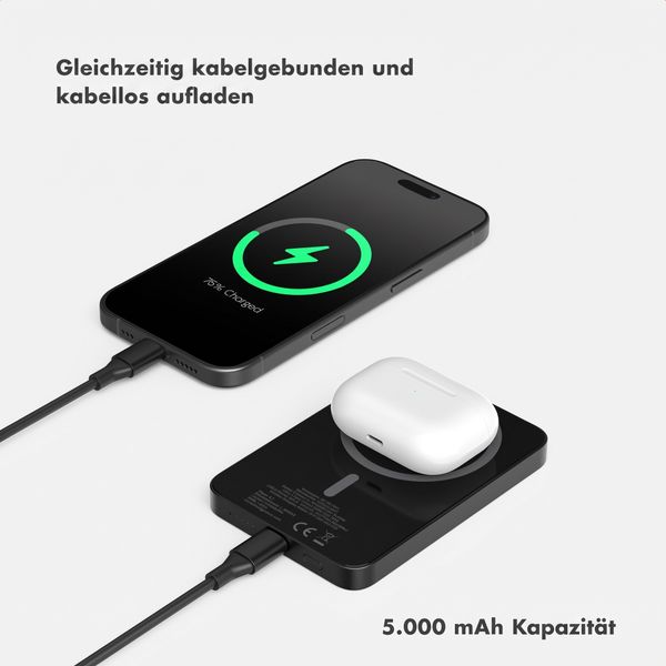 Selencia Vivid Powerbank 5.000 mAh - MagSafe und Qi - Black / Wavy Baby Sorbet