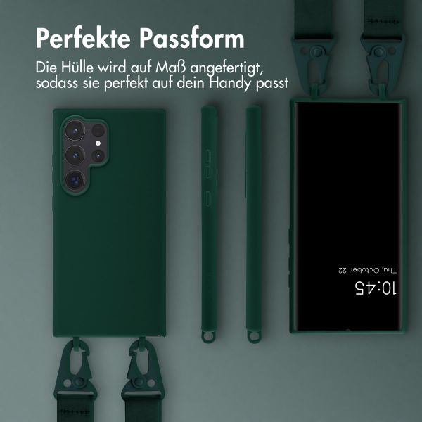 Selencia SilikonHülle mit abnehmbarem Band Samsung Galaxy S24 Ultra - Dunkelgrün