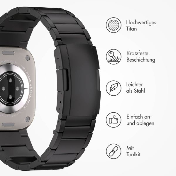 Accezz Mattes Titanstahlarmband für das  Apple Watch Series 1 t/m 11 / SE / Ultra (44/45/46/49 mm) - Schwarz
