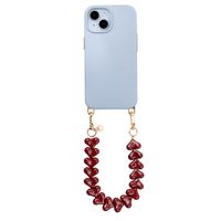 Selencia Rivièra MagSafe Backcover mit abnehmbaren Haken für das Apple iPhone 15 - Powder Blue + Lova Handykette - Burgundy