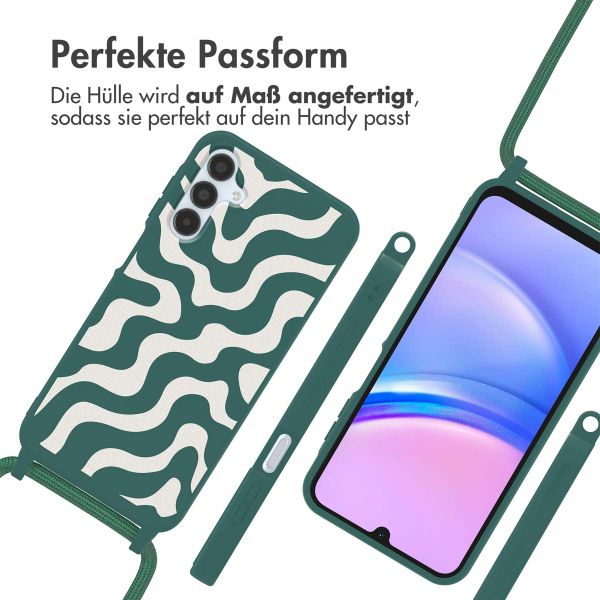 imoshion Silikonhülle design mit Band für das Samsung Galaxy A15 (5G/4G) - Petrol Green Groovy